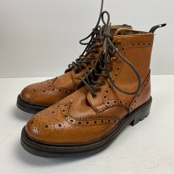 Walk London Sean Brogue Boots In Tan Leather Lace-up Chelsea Wingtip Men’s 6 - Picture 1 of 10
